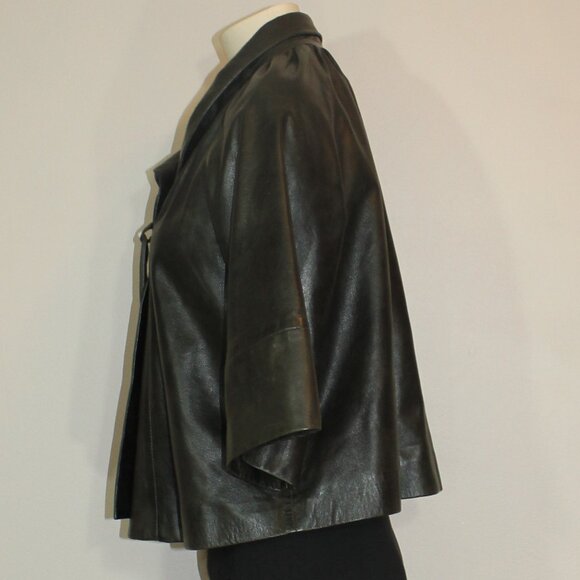Marc.a.Dolchi leather 3/4 sleeve brown 1 button design lined  jacket size Medium - Picture 3 of 7